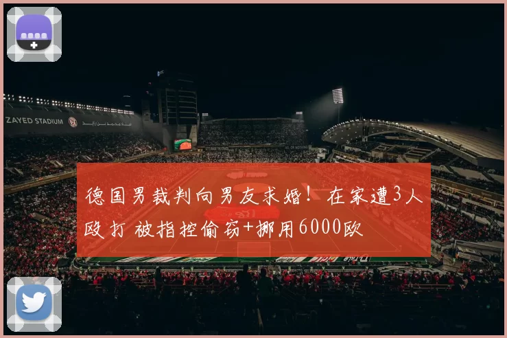 德国男裁判向男友求婚！在家遭3人殴打 被指控偷窃+挪用6000欧